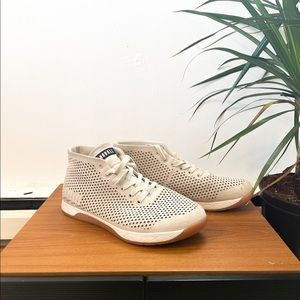 Bone suede mid-high trainers